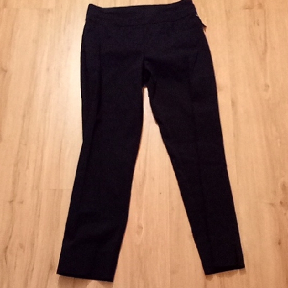 Renuar Blue Ankle Cropped Pants with Wide Waistband